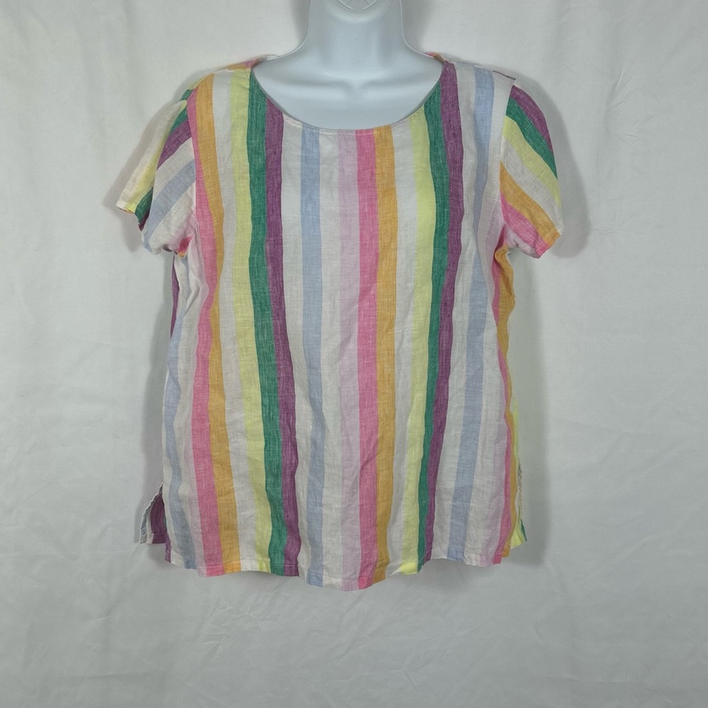 C&C California Multicolor Linen short sleeve Top S